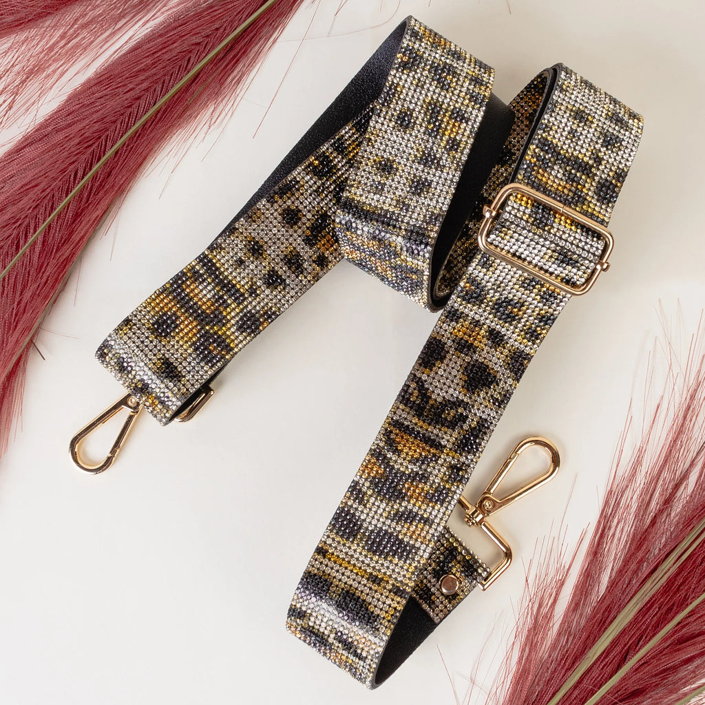 Leopard Rhinestone Bag Attachment Strap