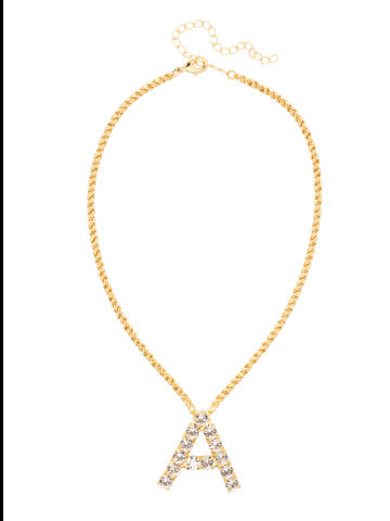 Initial Rope Pendant Necklace - Gold Clear