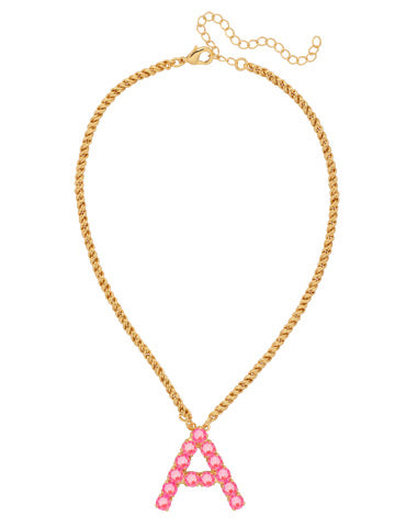 Initial Rope Pendant Necklace - Electric Pink