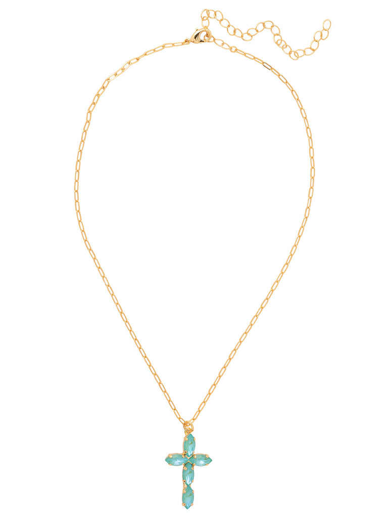 Sorrelli Summer Blue Delite Clarissa Cross Pendant Necklace