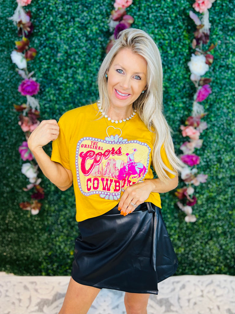 The Original Coors Cowboy Graphic Tee- Pink Multi