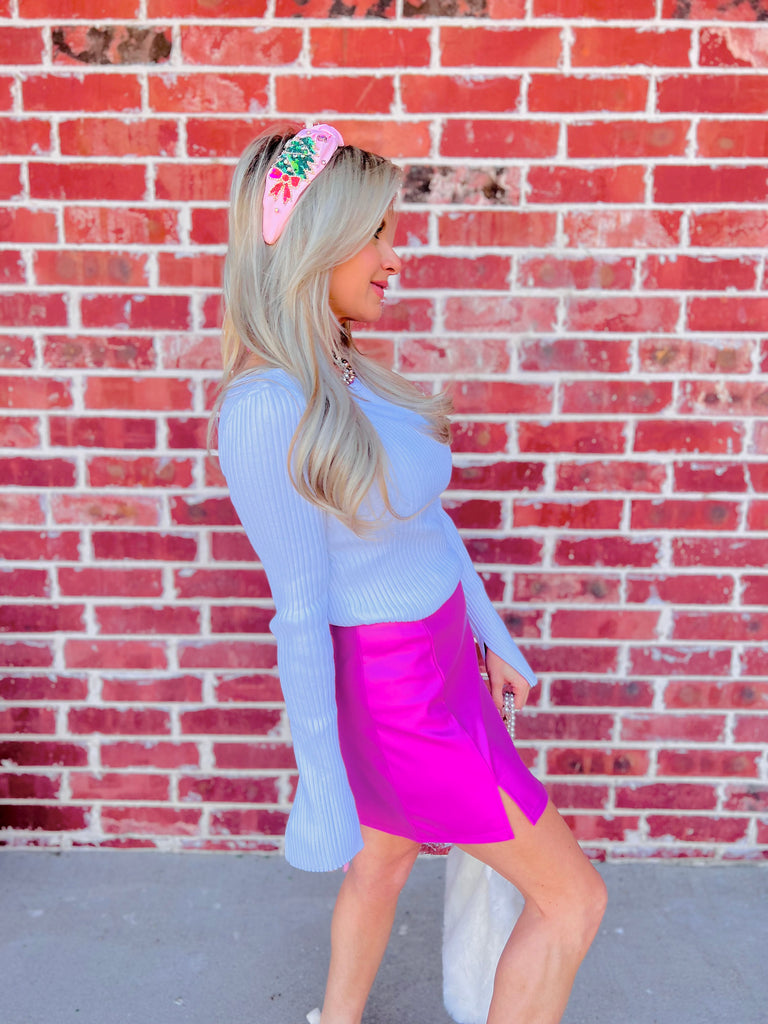 Rose Violet High Waisted Slit Skirt