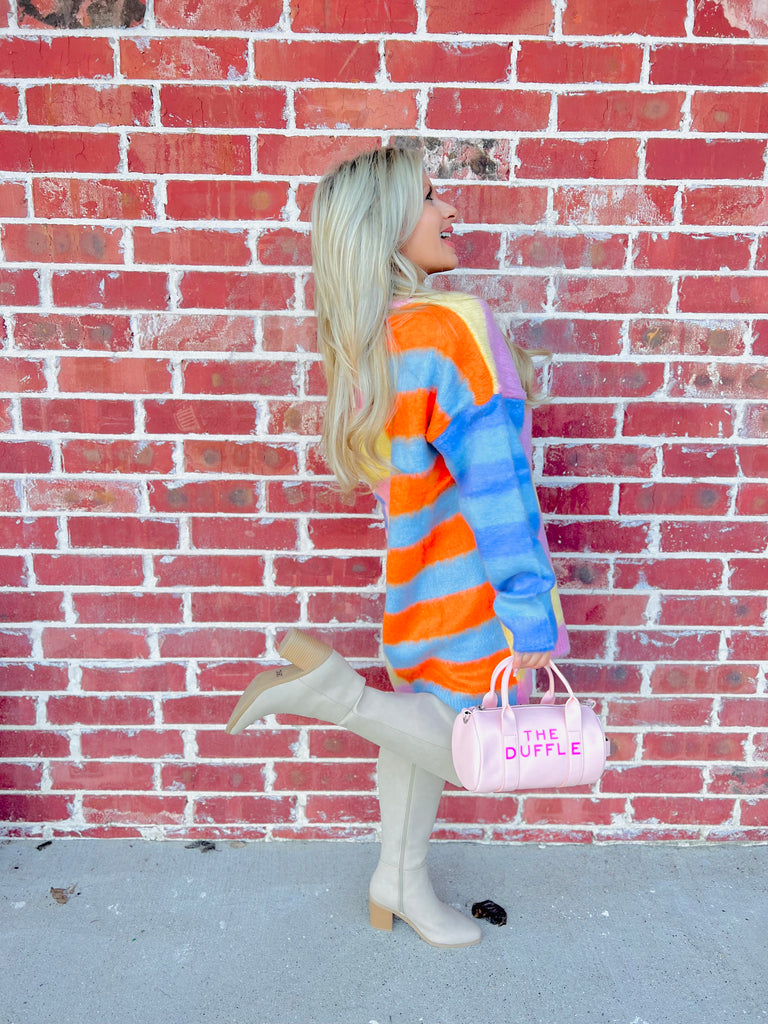 Cozy Lemon Stripe Oversized Fuzzy Knit Sweater