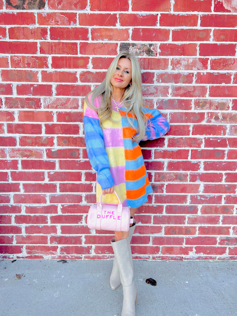 Cozy Lemon Stripe Oversized Fuzzy Knit Sweater