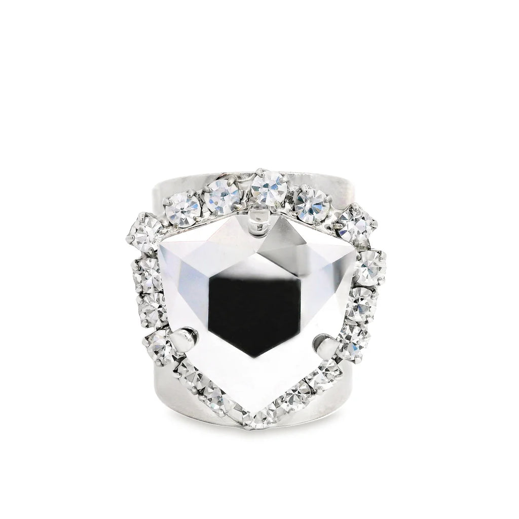 Gerda Silver Swarovski Adjustable Ring