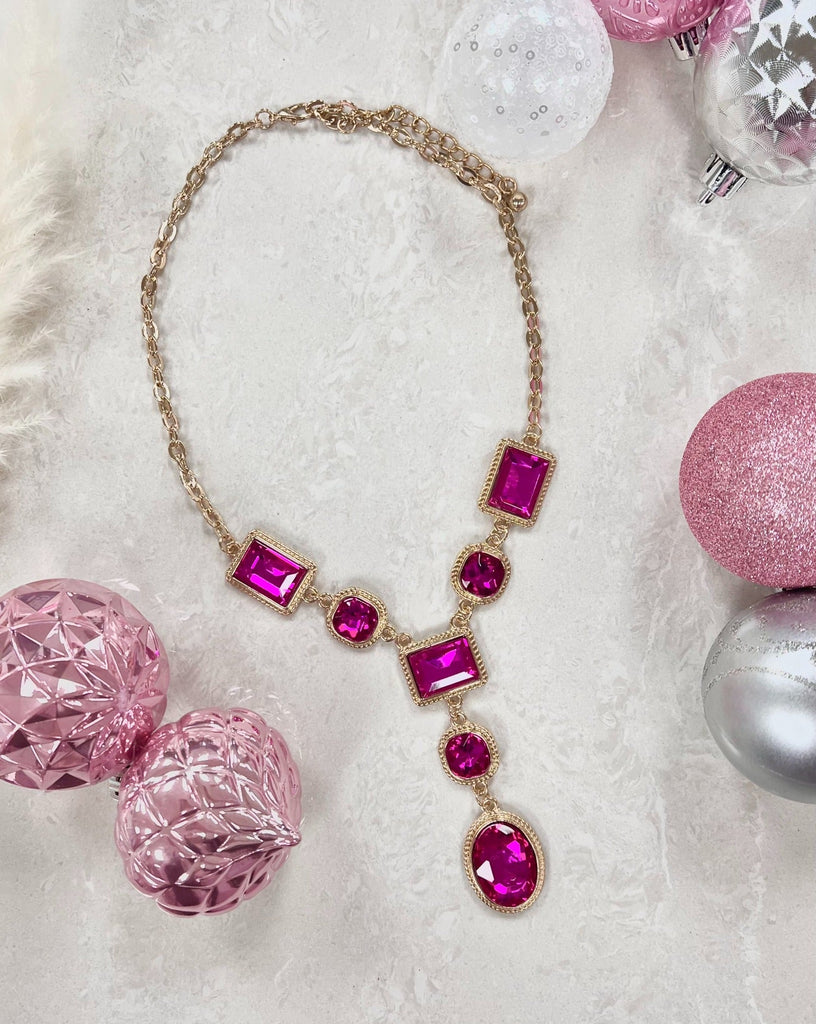 Go Time Fuchsia Stone Necklace