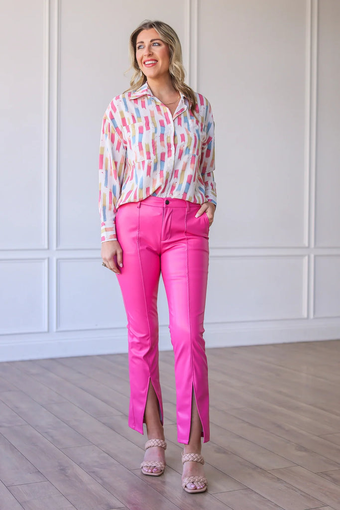 Barbie Pink Split Leather Pants