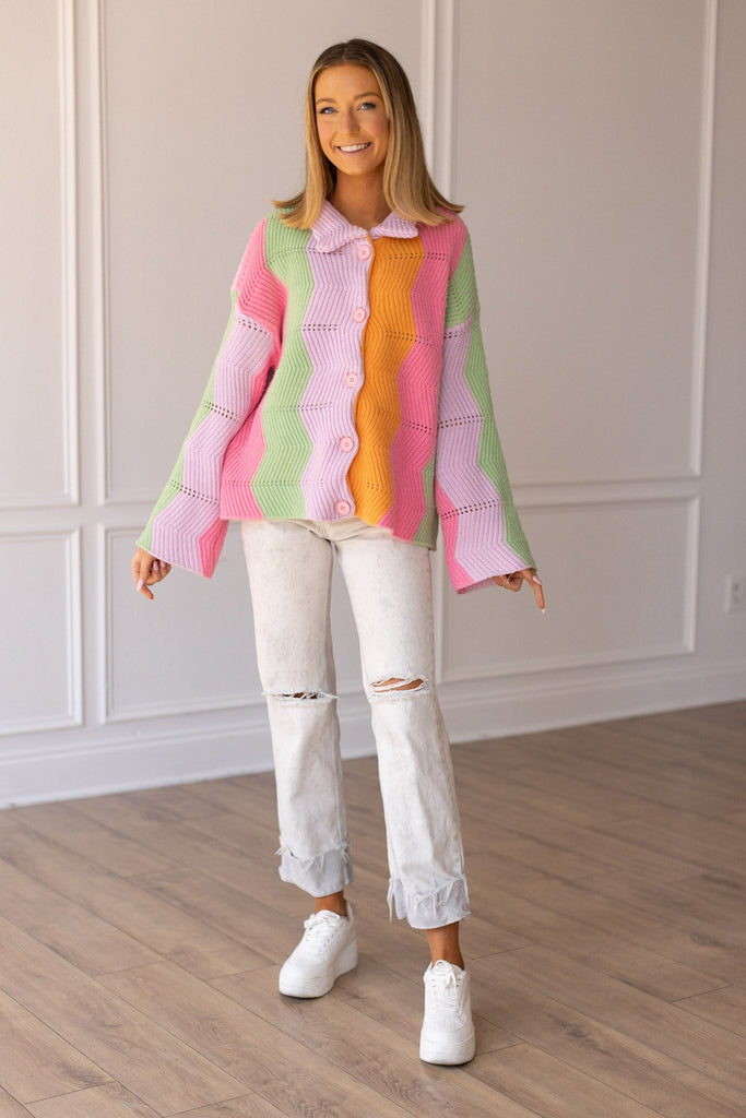 Boho Bliss Rainbow Blanket Cardigan