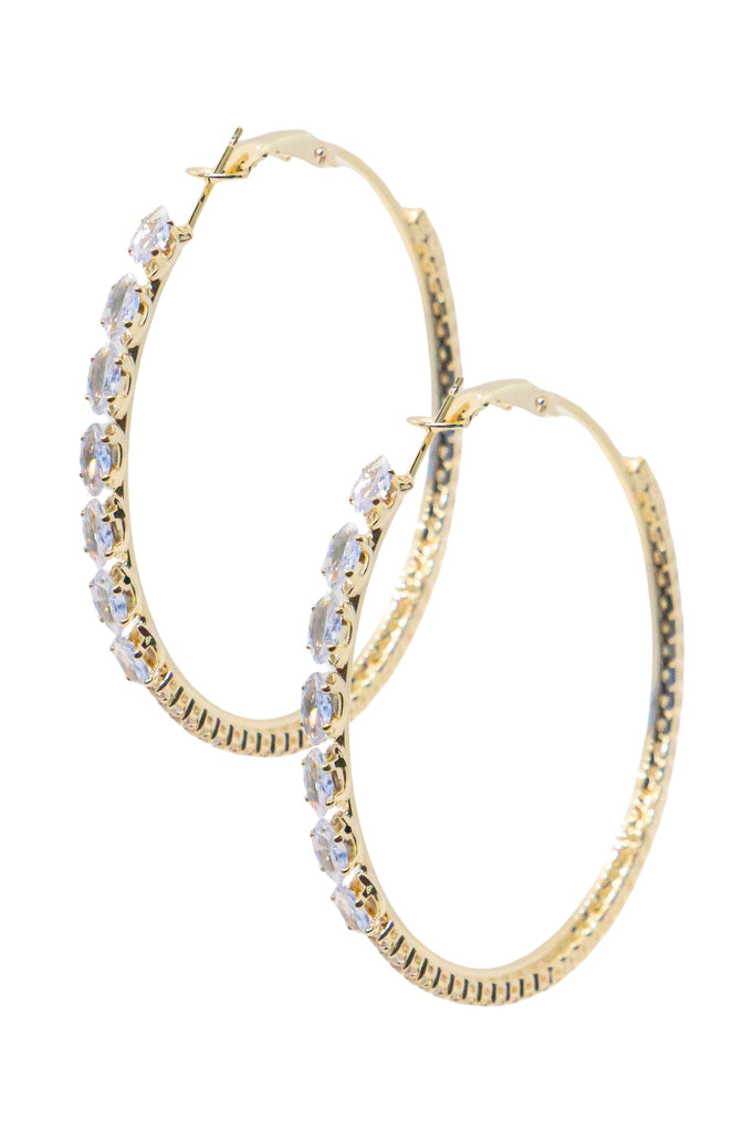 Large Gold Hoop Wit Crystal