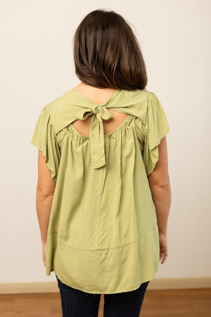 Sage Blouse with Bow