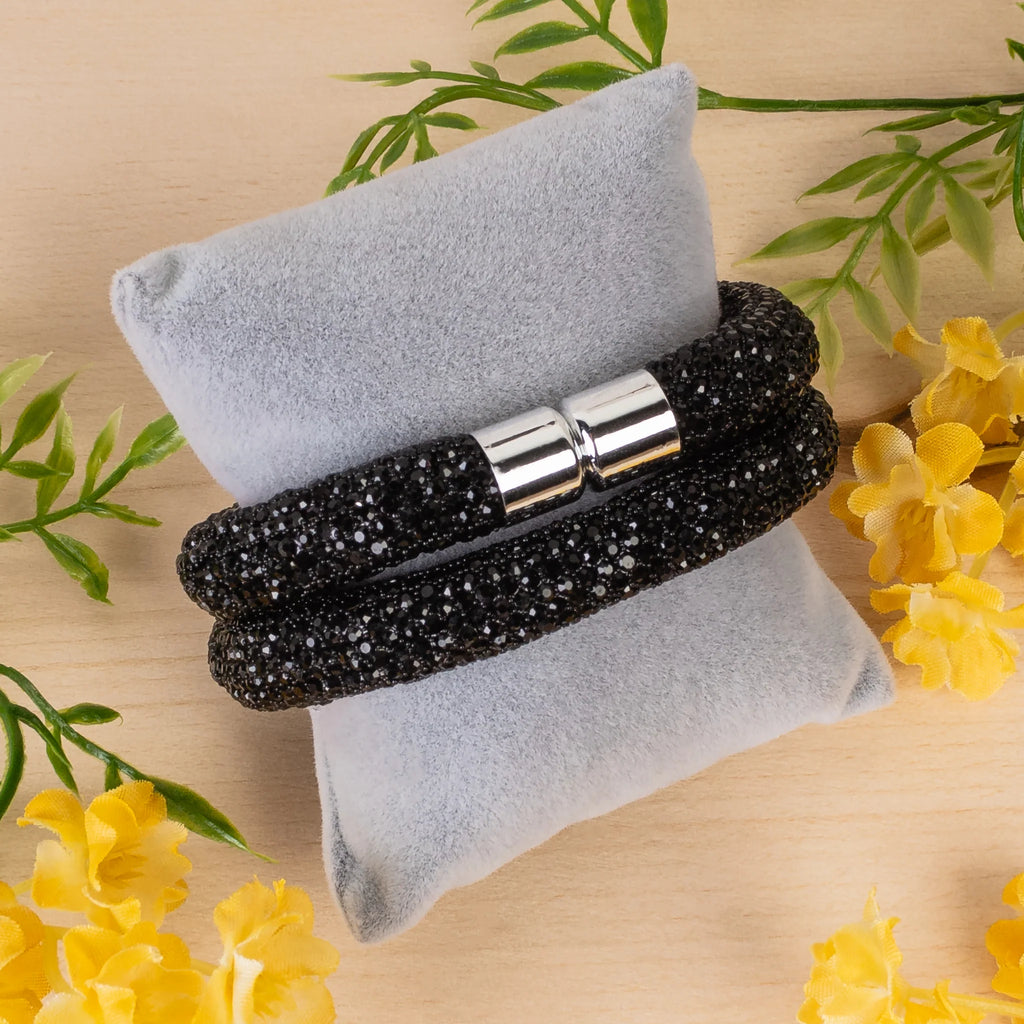 Black Crystal Rhinestone Wrap Bracelet