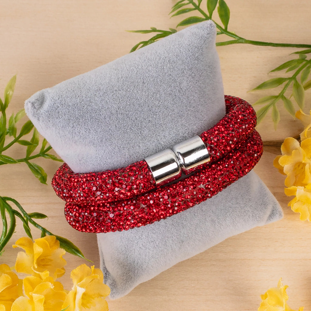 Red Crystal Rhinestone Wrap Bracelet