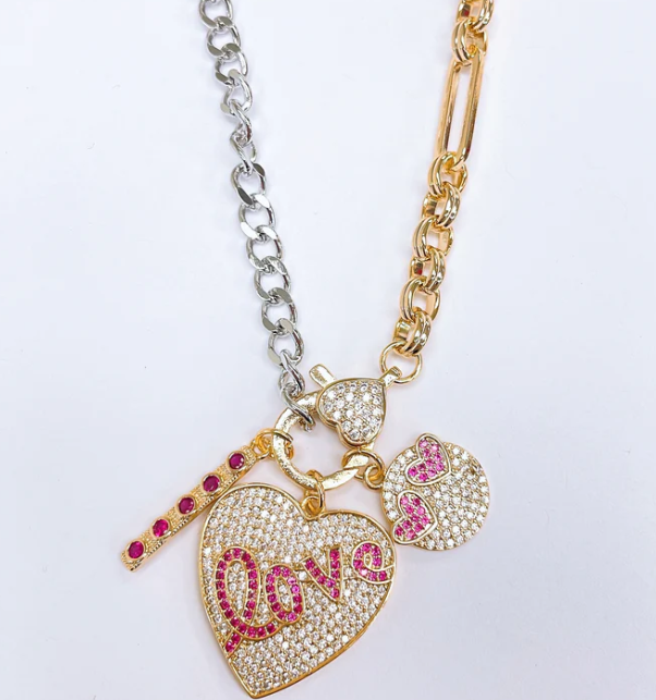 Heart Smiley Pave Necklace