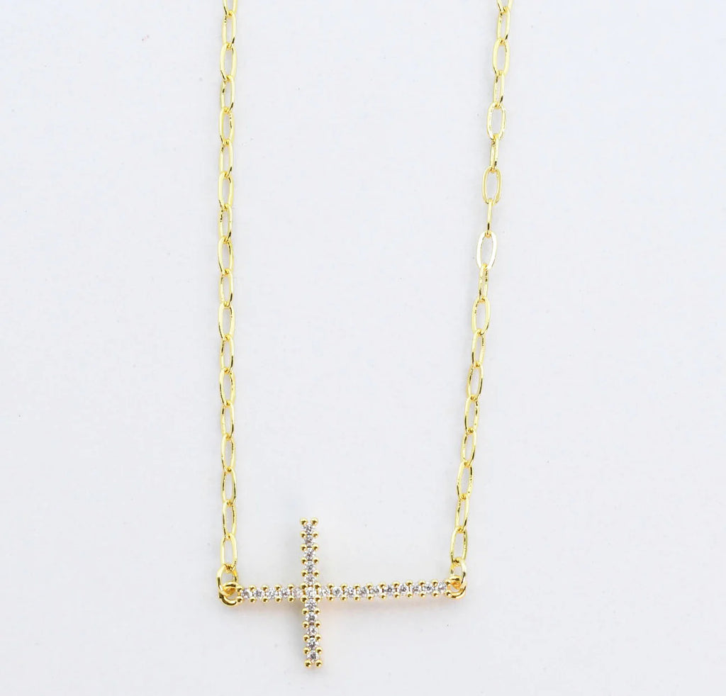 Side Cross Gold Necklace