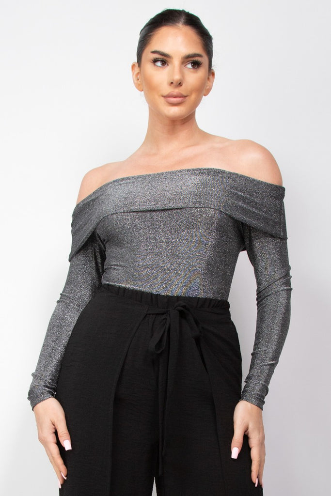 Midnight Sugar Sparkle Off-Shoulder Top