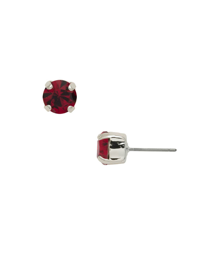 Simple Stud Earrings - Red and Silver