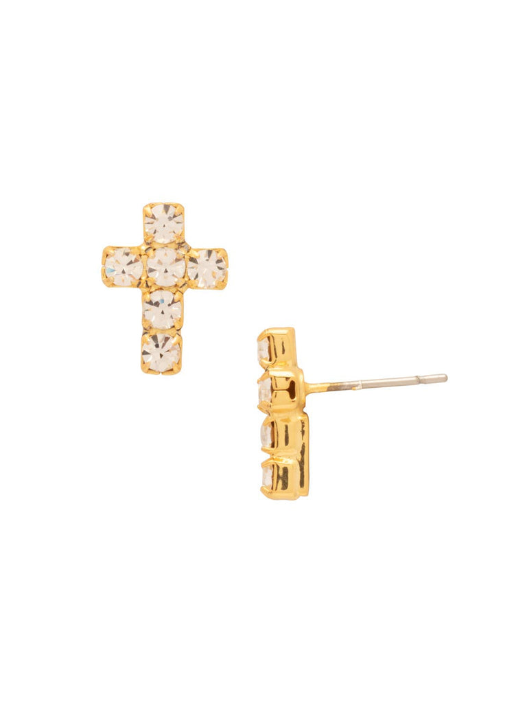 Carly Cross Stud Earrings - EGE88BGCRY: Clear