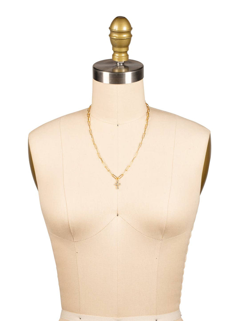 Carly Cross Pendant Necklace - NGE2BGCRY: Clear