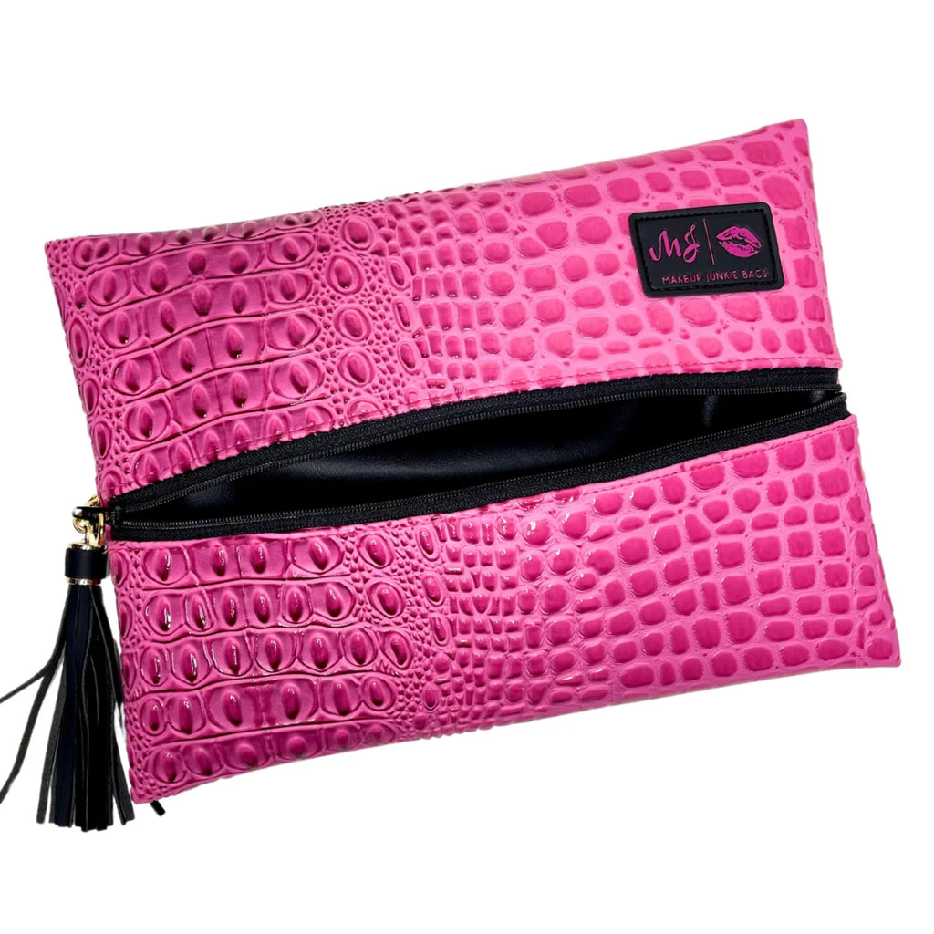 Makeup Junkie Travel and Everyday Cosmetics Bags -  Bubble Gator Hot Pink