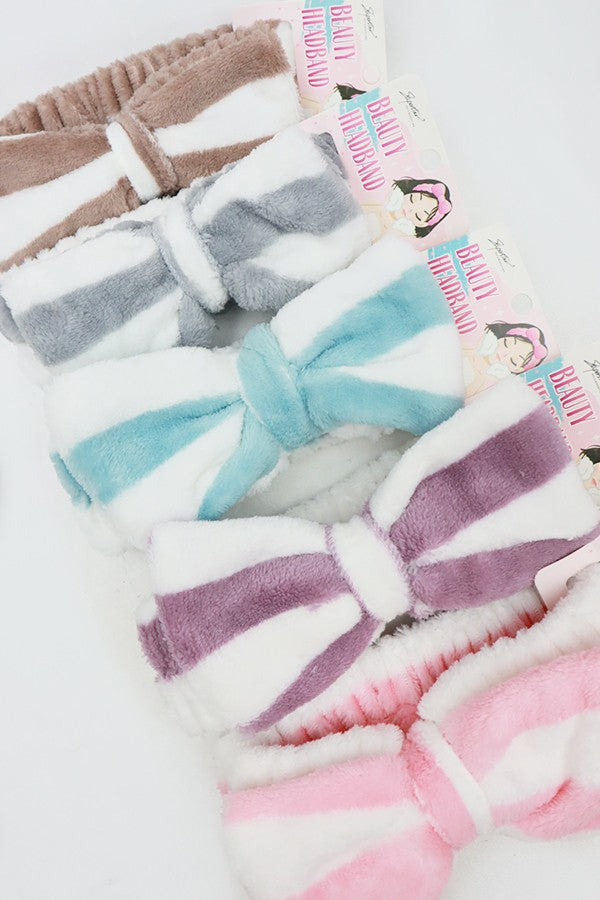 Wide Striped Spa Bow Headband