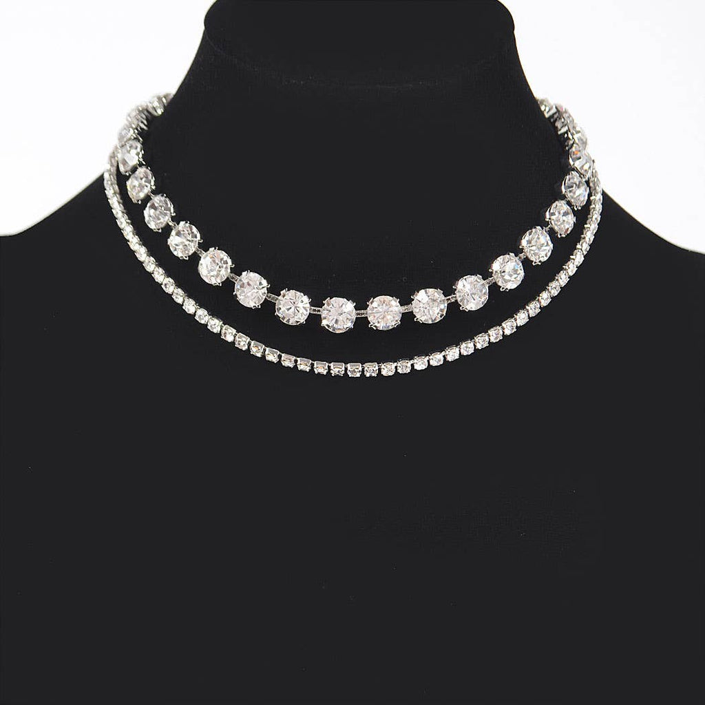 Rhinestone Necklace: Silver