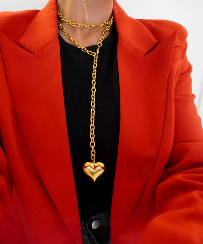 WRAP AROUND XL HEART NECKLACE: GOLD