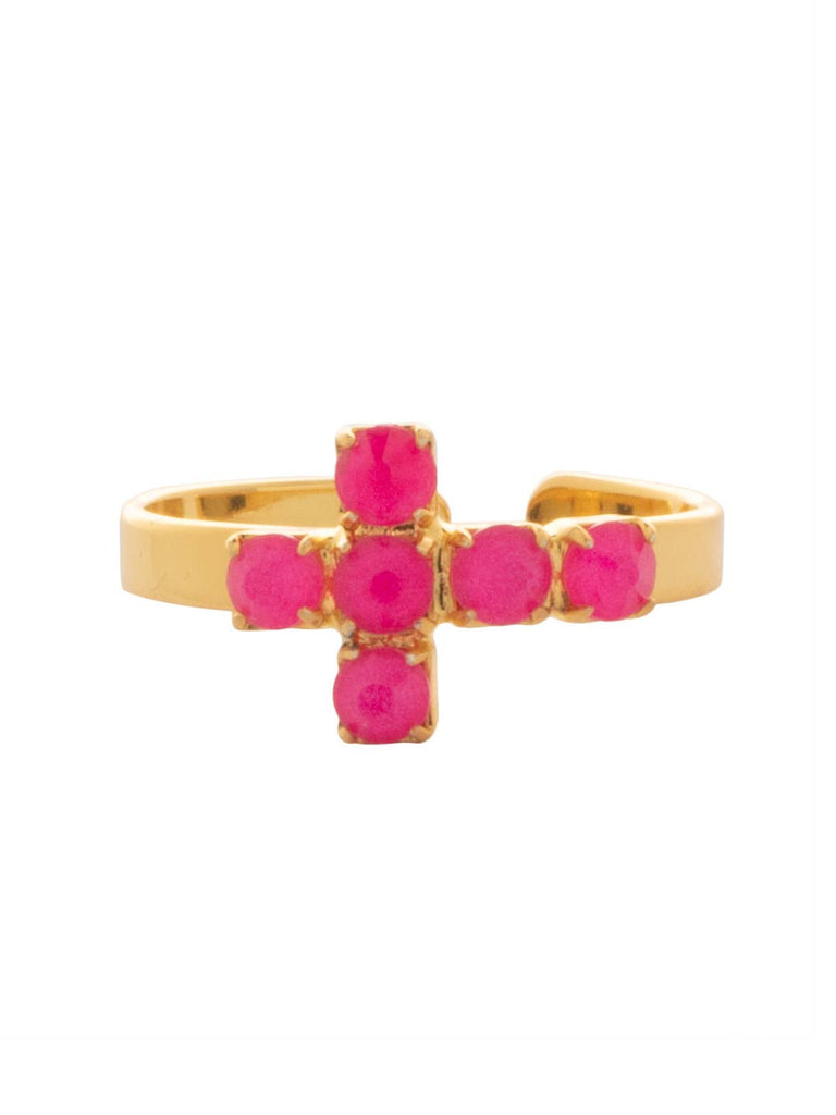 Carly Cross Band Ring - RGE1BGETP: Electric Pink