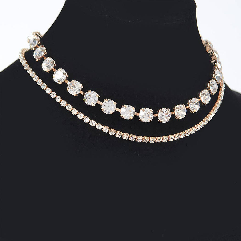 Rhinestone Necklace: Silver