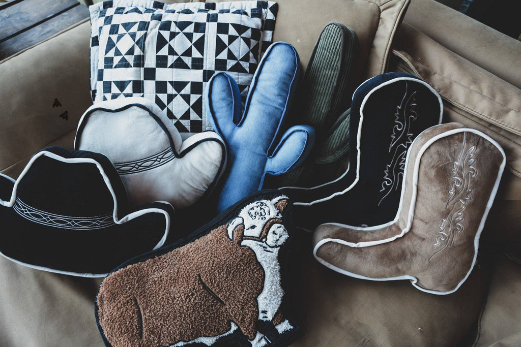 SNOOZY BOOT PILLOW: DENIM