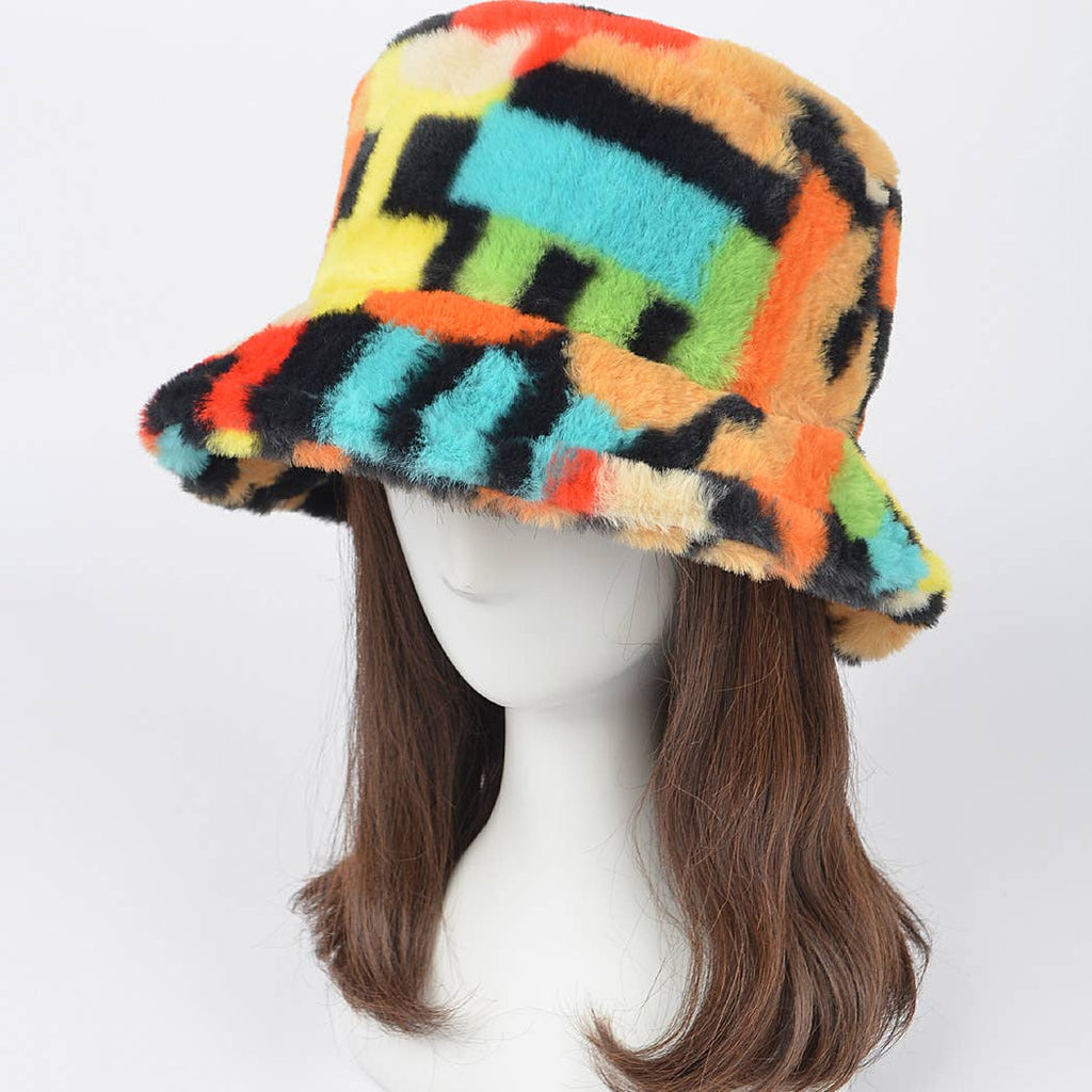 Color Pop Faux Fur Bucket Hat