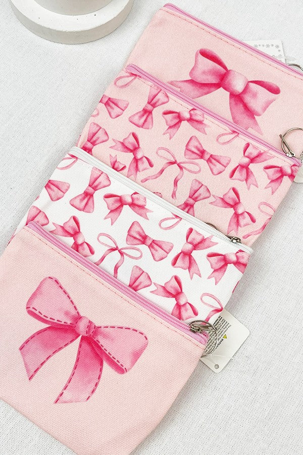 Fresh & Pretty Bow Printed Zip Up Cosmetics Bag Coin Purse