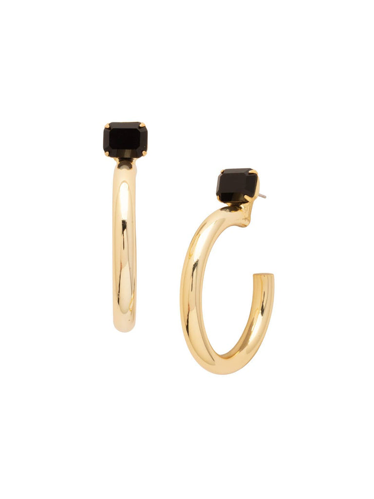 Keeley Emerald Cut Hoop Earrings - EFU6BGJET: Black