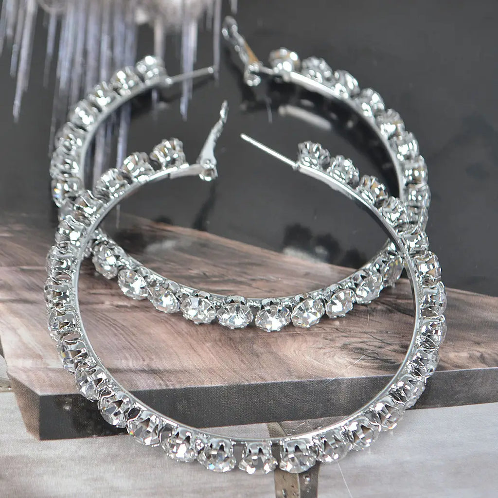 All That Glitters Hoop Earrings - Silver