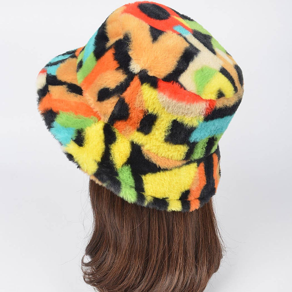 Color Pop Faux Fur Bucket Hat