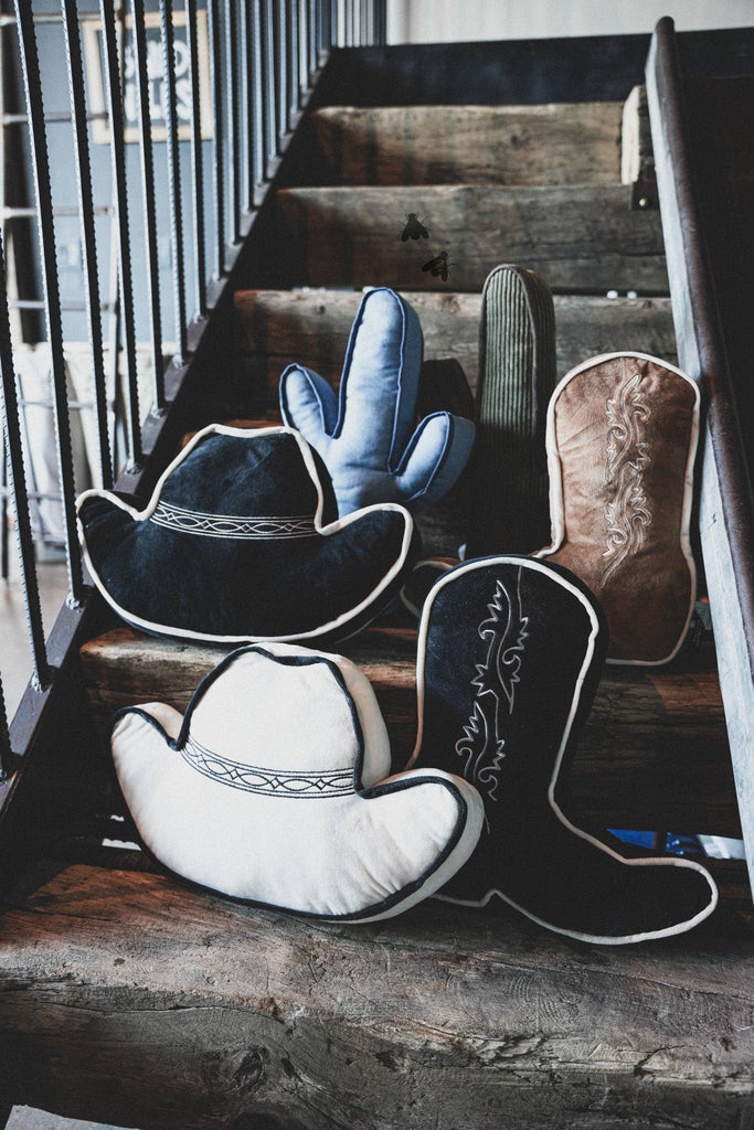 SNOOZY BOOT PILLOW: DENIM