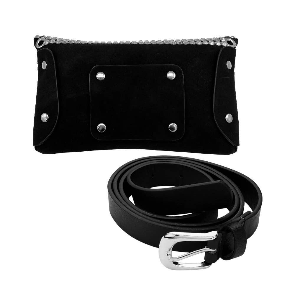 Bling It On Envelope Belt Bag - BLACK