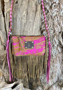 Mixed Brown & Hot Pink Olive Crossbody