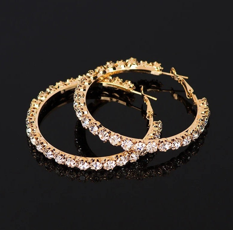 Silver Crystal Hoop Earring