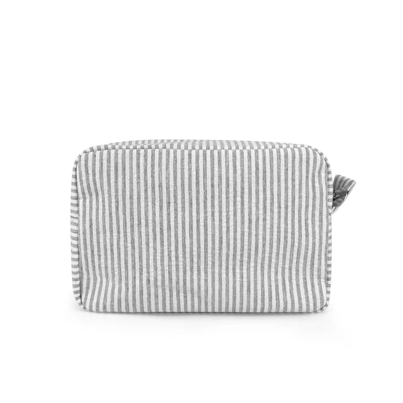 Gray Seersucker Cosmetic Bag