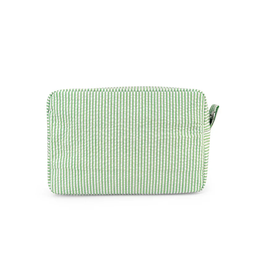 Green Seersucker Cosmetic Bag