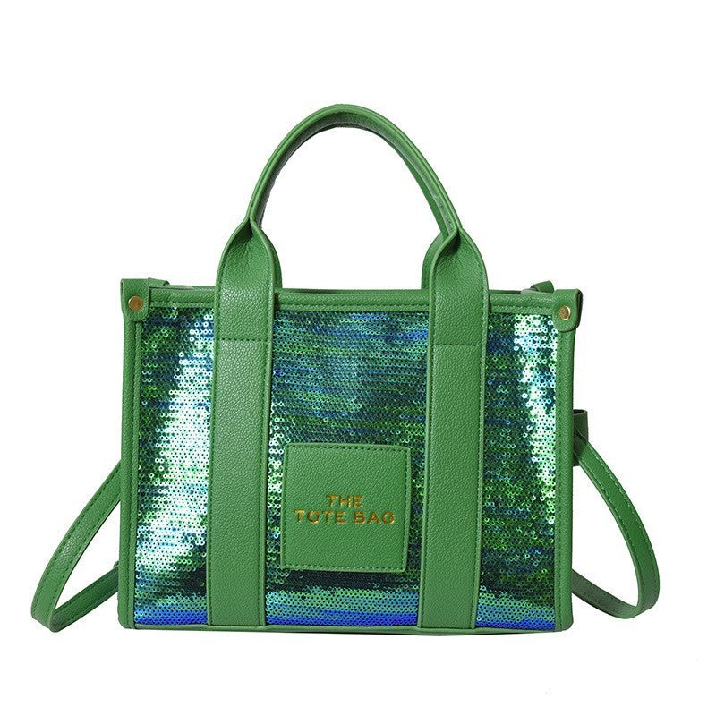 Medium Holliday Green- The Tote Bag Sequin