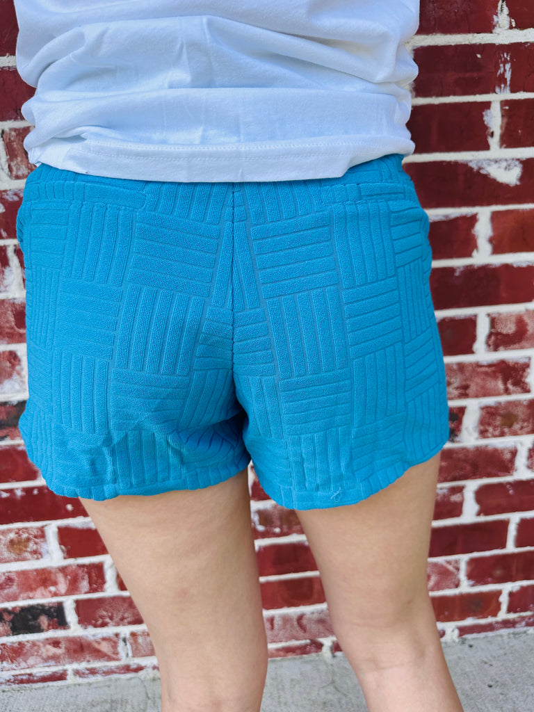 Blue High Waisted Mini Shorts