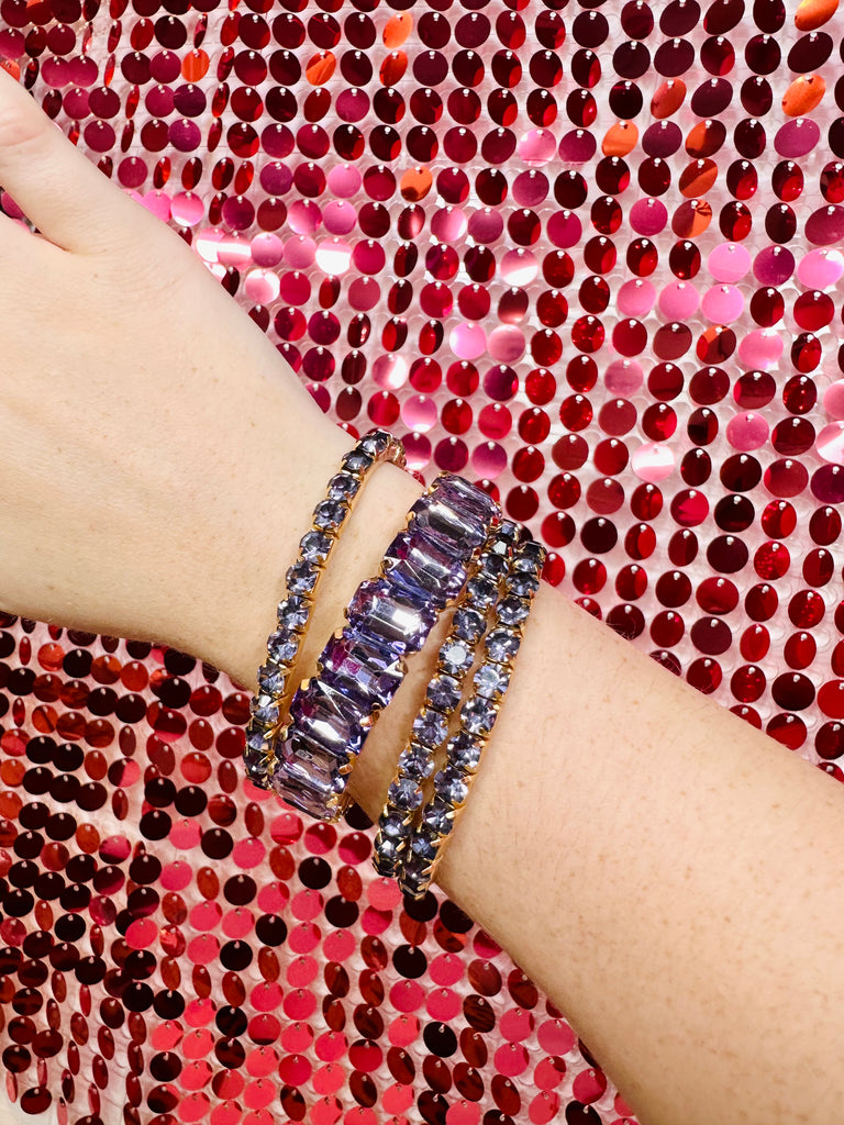 Sparkling Purple Crystal Bracelet Set