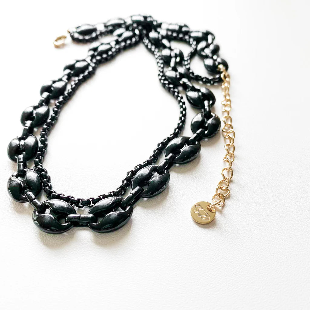 Double Layer Chunky Black Chained Necklace