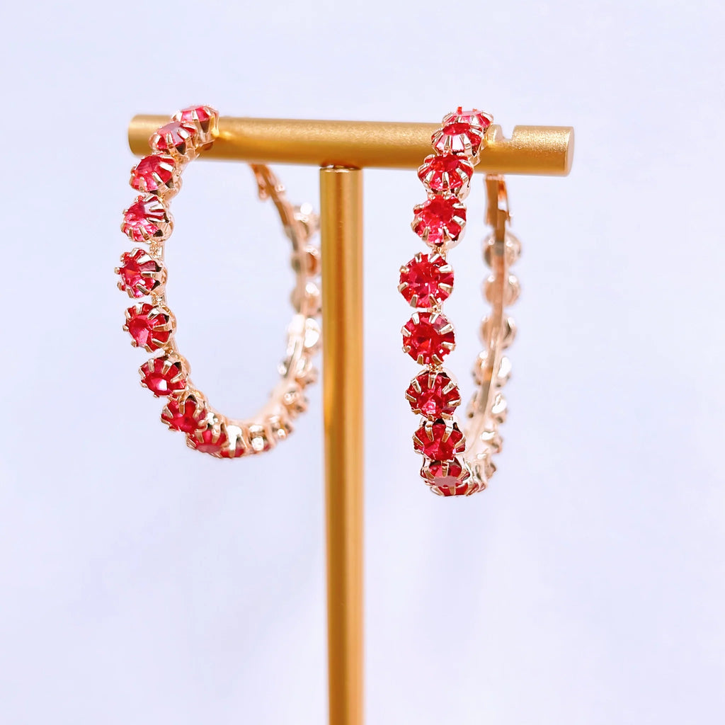 Brilliant Hoop Pink Crystal Earrings