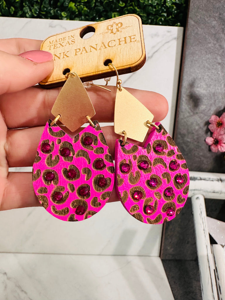 Sparkle Pink Leo Earrings