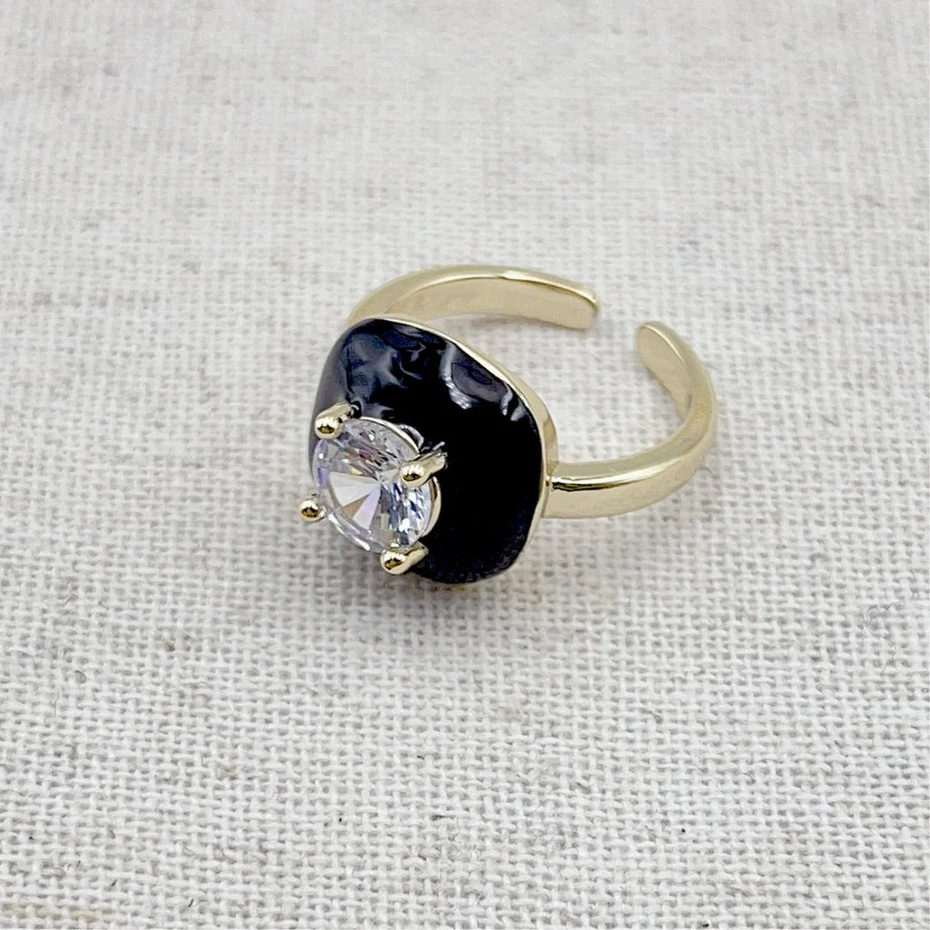 Emily Adjustable Ring - Black