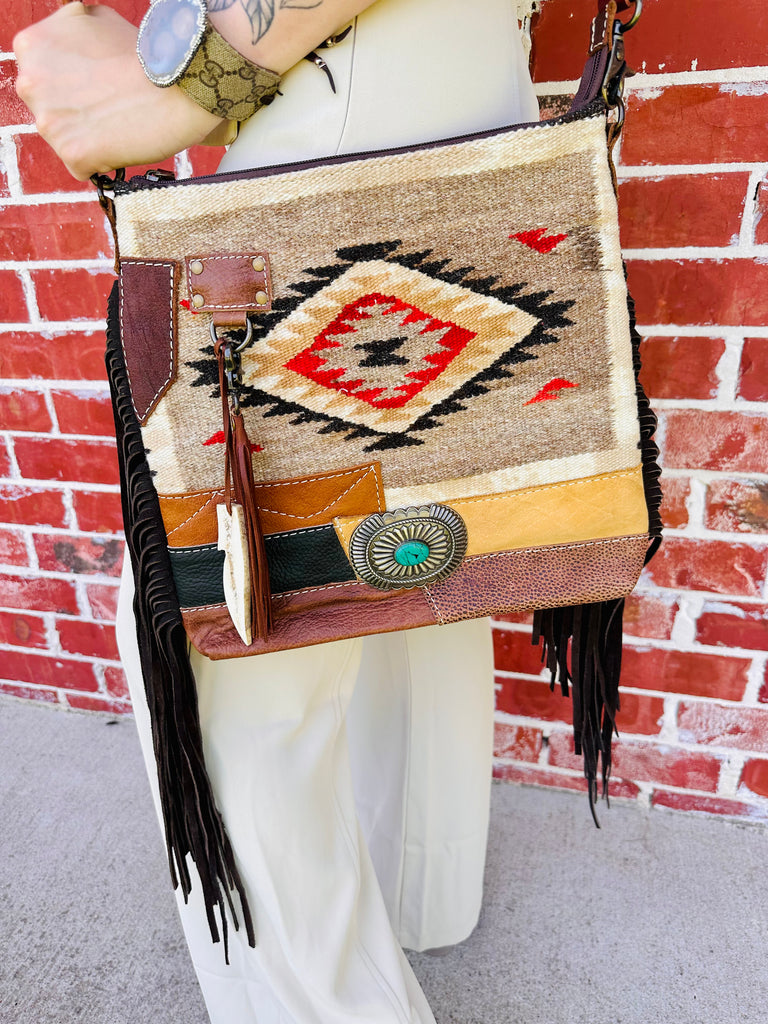 Cherokee Nation Aztec & Leather Handbag