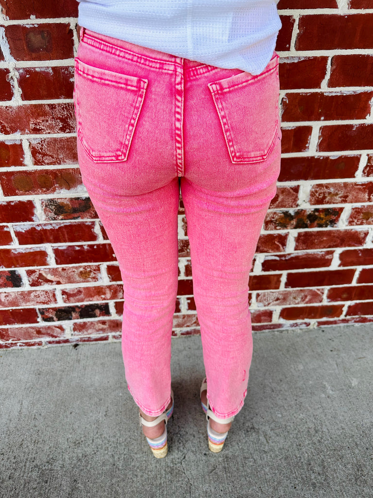 Pink Studded Rhinestone Jeans
