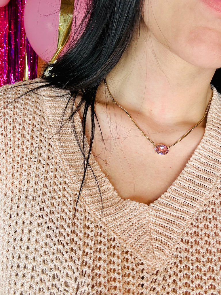 Pink Iza Crystal Necklace